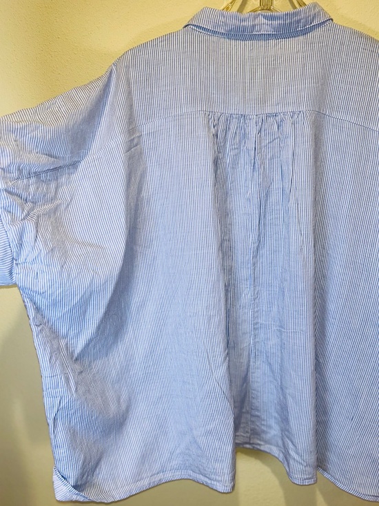Umgee USA 2XL Blue White Striped Button Up Shirt Women Plus Boho Coastal Top - Picture 7 of 8